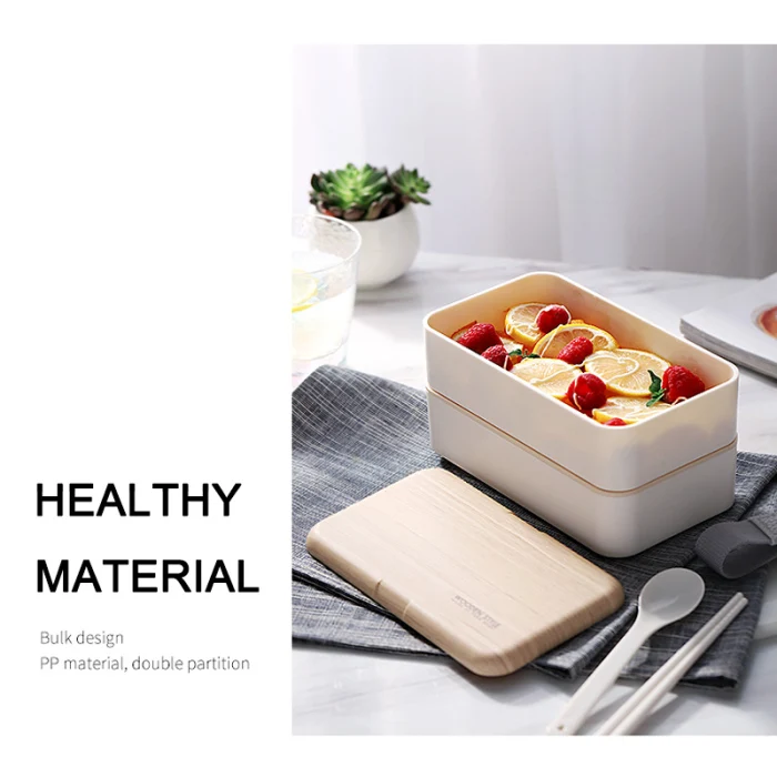 Hot Lunch Box with Cutlery Set Double Layer Leak Proof Portable Container Box XJS789
