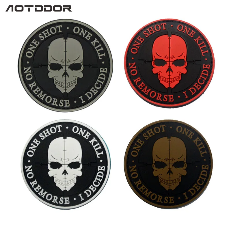 Pvc Sniper One Shot One Kill Tactical Military Patch Badges Tactical Airsoft Patch Death Skull Devgru Military Patches Patches Aliexpress