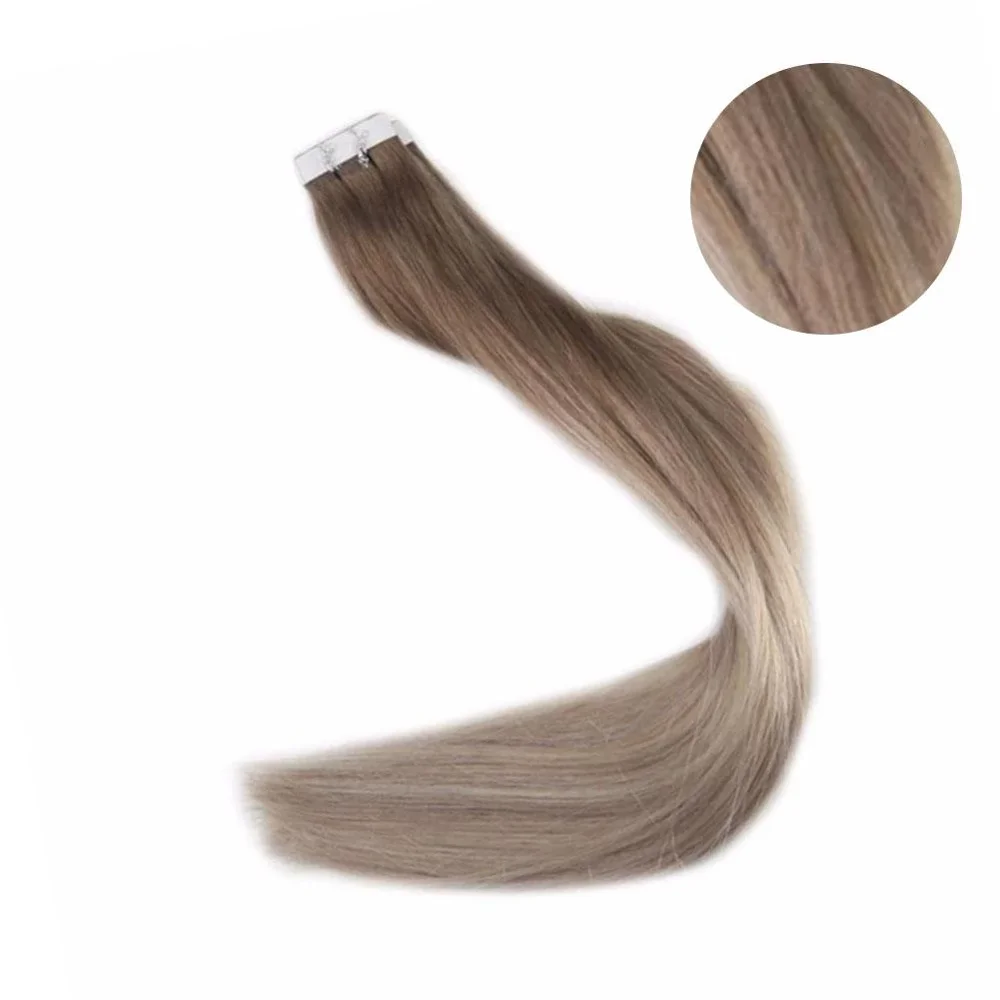 Полный блеск Balayage цвет омбер человеческие волосы на ленте для наращивания 20 шт 50 г блонд коричневый лента для наращивания машина сделано remy