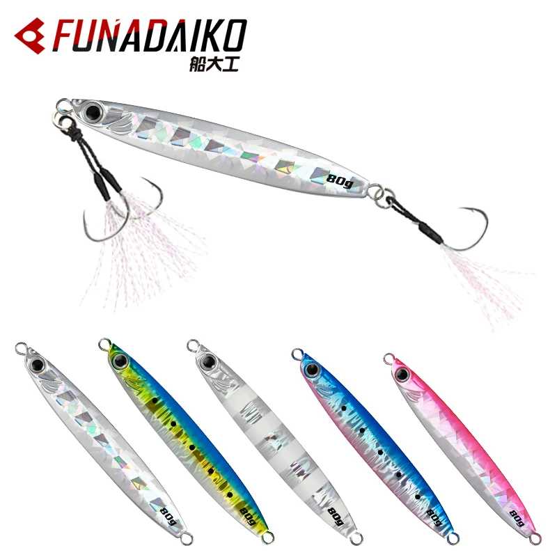 

FUNADAIKO 35g 45g 60g 80g Artificial Baits Fishing Lures Slow Jig With Pike Assist Hook Jigging Lure Fish Tackle Pesca