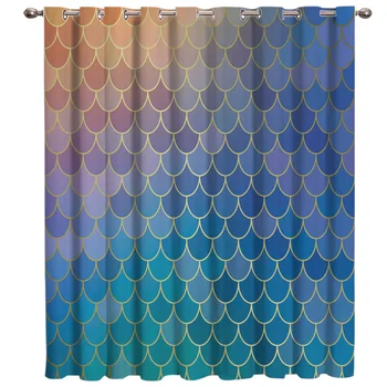 

The Scales Of A Mermaid Room Curtains Large Window Blackout Bedroom Fabric Drapes Indoor Decor Print Kids Window Treatment Ideas