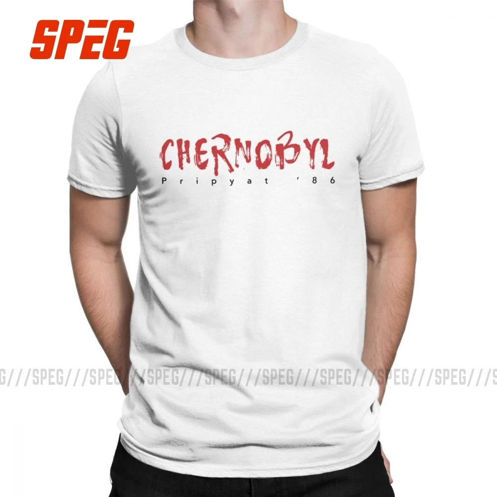 Men's Chernobyl Hand Written Brush T Shirts Cotton Tops Fashion Short Sleeve Crewneck Tees Printing T-Shirt Plus Size |