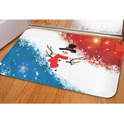 Cute Snowman Print Xmas Doormat Anti Slip Bathroom Mats Soft Flannel Carpet for Living Room 2021 Merry Christmas New Year Decor