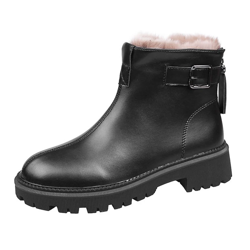 Black Platform Shoes Ladies Ankle Boots Female Women Shoes Winter Snow Boots Women 2020 Trend Woman Booties Fur Boot Female New