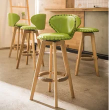Современный классический Модный популярный Лофт скандинавского дизайна твердой древесины pu кожа мягкая крышка сиденья барный стул 1 шт