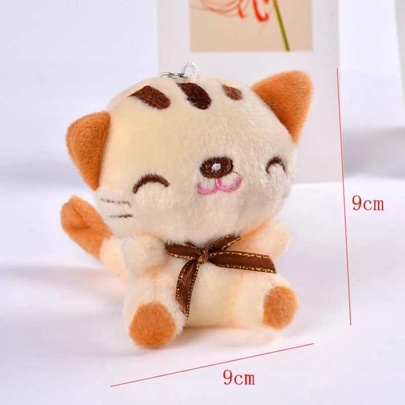 9cm Plush Stuffed Animal Toys Baby Kids Plush Toy Smiling Cat Mobile Phone Pendant Key Chain 4