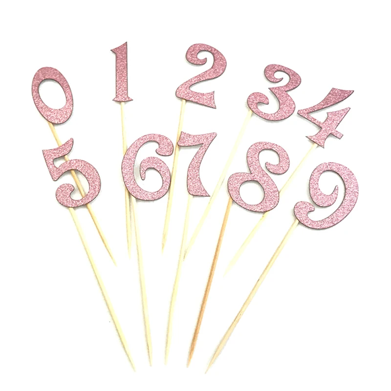 Acrylic Number Pattern Cake Topper 10pcs/set Birthday Party Decoration 7 Colors, cake topper,cake toppers,cake decorations,gold leaf cake decorations,birthday party supplies,party decorations