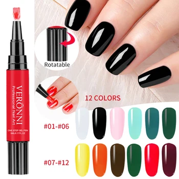 

VERONNI Nail Gel Varnish Pencil One Step Nail Polish Pen No Need Top Base 3 In 1 UV Gel Lacquer Nail Art Color Gel