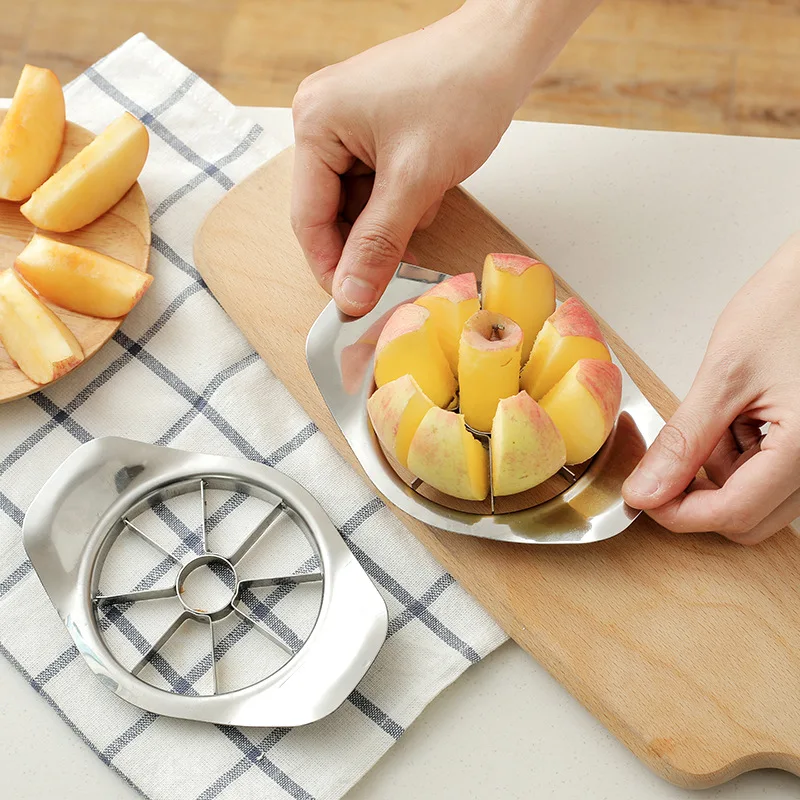 2pcs Apple Cutter Stainless Steel Fruit Slicer Apple Corer Pear Cutters Knife Peeler Cut Tool New