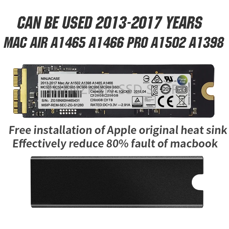 Nuevo 128GB 256GB 512GB 1TB PCIE NVME 3D NAND SSD para Macbook Air A1465 A1466 para MacBook Pro Retina A1502 A1398 de unidad de estado sólido