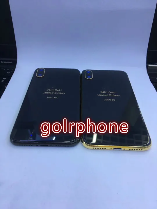 Отличного качества с покрытыем цвета чистого 24 каратного зеркало золотое шасси для iphone x iphone XS Gold Батарея двери промежуточный корпус с золотистым логотипом