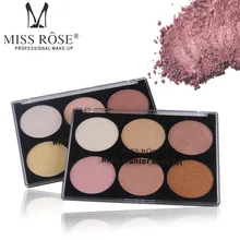 Miss Rose, брендовая пудра для макияжа, 6 цветов, бронзатор и хайлайтер, Палетка пудры с высоким мерцанием, контурная пудра