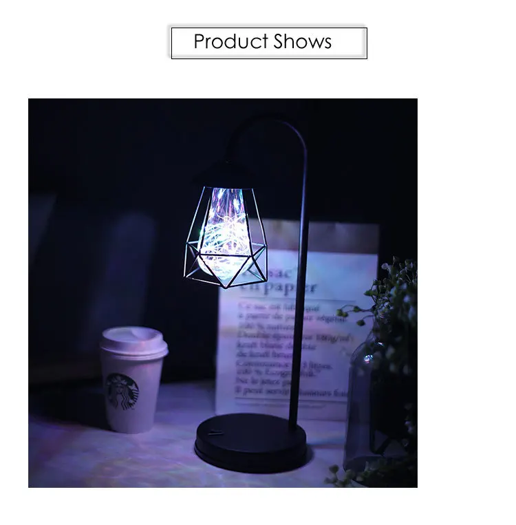 Светодиодный небольшой ночной Светильник в стиле ретро, Домашний Настольный светильник с USB, маленький настольный светильник для учебы, спальни, рождественского дня, светильник с железной основой, настольная лампа - Испускаемый цвет: colorful light