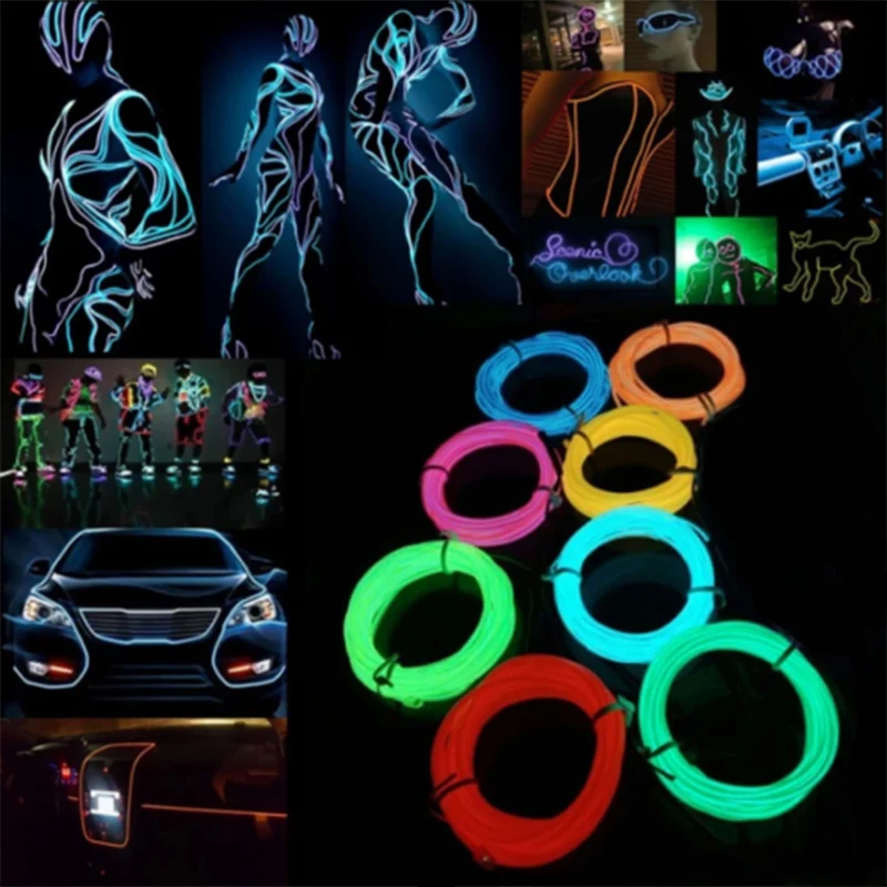 Горячая EL провода Неоновые RGB цветные огни Светодиодный Палка Набор фигурок инновации огни для одежды PLD