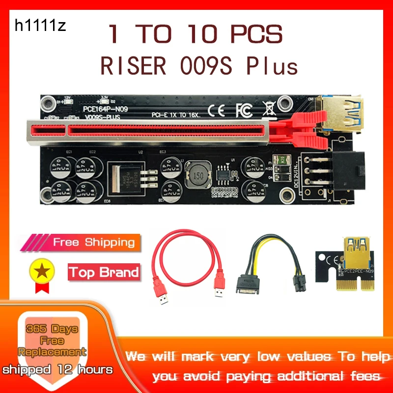 

1-10PCS PCIE Riser 009S Plus Gold USB 3.0 PCI E Cabo Riser PCI Express x16 GPU Riser for Video Card for BTC Bitcoin Miner Mining