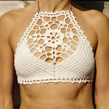 Sfit, женский сексуальный купальник с вырезами, топы, без подкладки, бикини, вязанный крючком, бюстгальтер для плавания для женщин, Холтер, купальник, летняя пляжная одежда