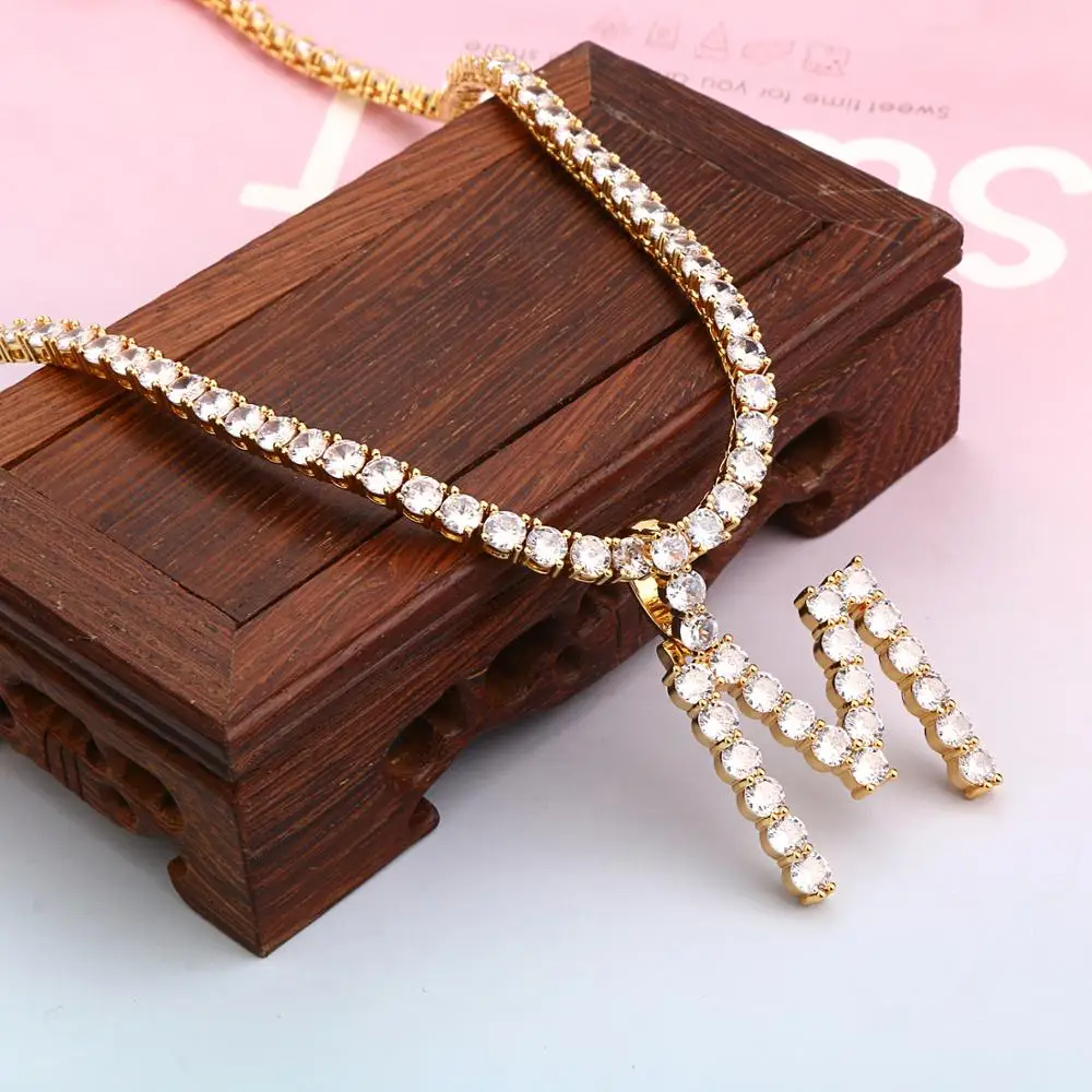 Ожерелья для тенниса с цирконом 5 мм ювелирные изделия буквой В Стиле Хип хоп