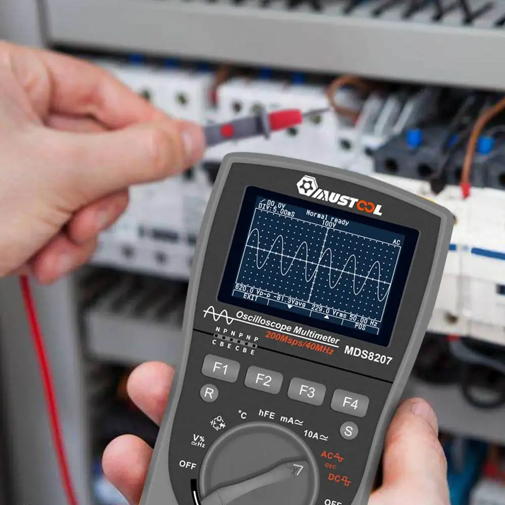 MUSTOOL MDS8207 Интеллектуальный 2 в 1 цифровой скопметр 40 МГц 200 Msps/S один ключ автоматический осциллограф-тестер