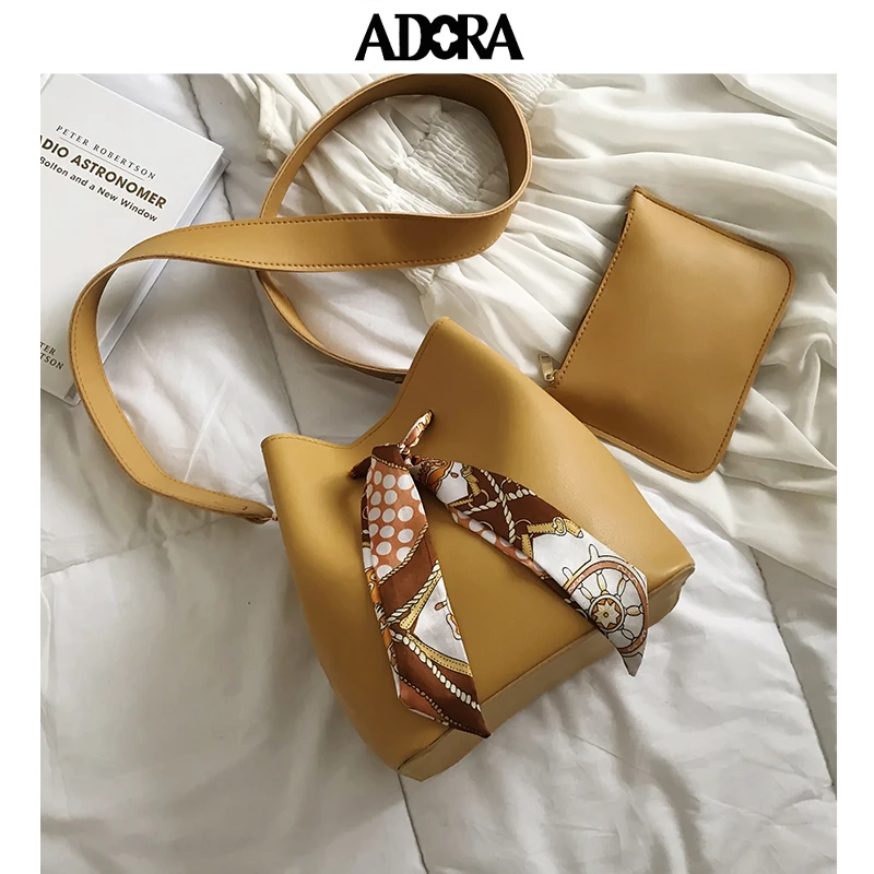 

ADORA Silk Scarf Decoration Slant Bag Fashion Bucket Bag Luxury Handbags Women Bags Designer Crossbody Bag Purses and Handbags