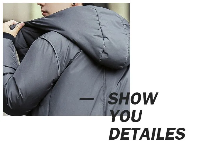 Black Gray Long Winter Down Jacket Men Thick Warm Hooded Loose Solid Outerwear Fashion Windproof Overcoat Mens Clothes YT50206
