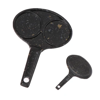 

New 1PC 1:12 Dollhouse Miniature Mini Double Hole Frying Pan Model Kitchen Accessories
