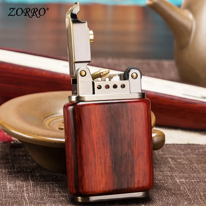 Зажигалки не ZippoNew Зажигалка Зоро креативный деревянный Огненный Дракон песок колесо ретро характер Керосин Зажигалка для мужчин