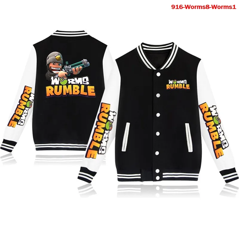 

Men Worms Rumble Jacket Long Sleeve Hooded Jacket Sportswear Worms Rumble Pocket Jacket Sweatshirt Tops Baseball Jerseys Jackets