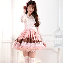 Принцесса сладкий Лолита Юбки розовый японский столичный слинг Лолита сладкая принцесса плиссированные кружевные юбки GZWY225