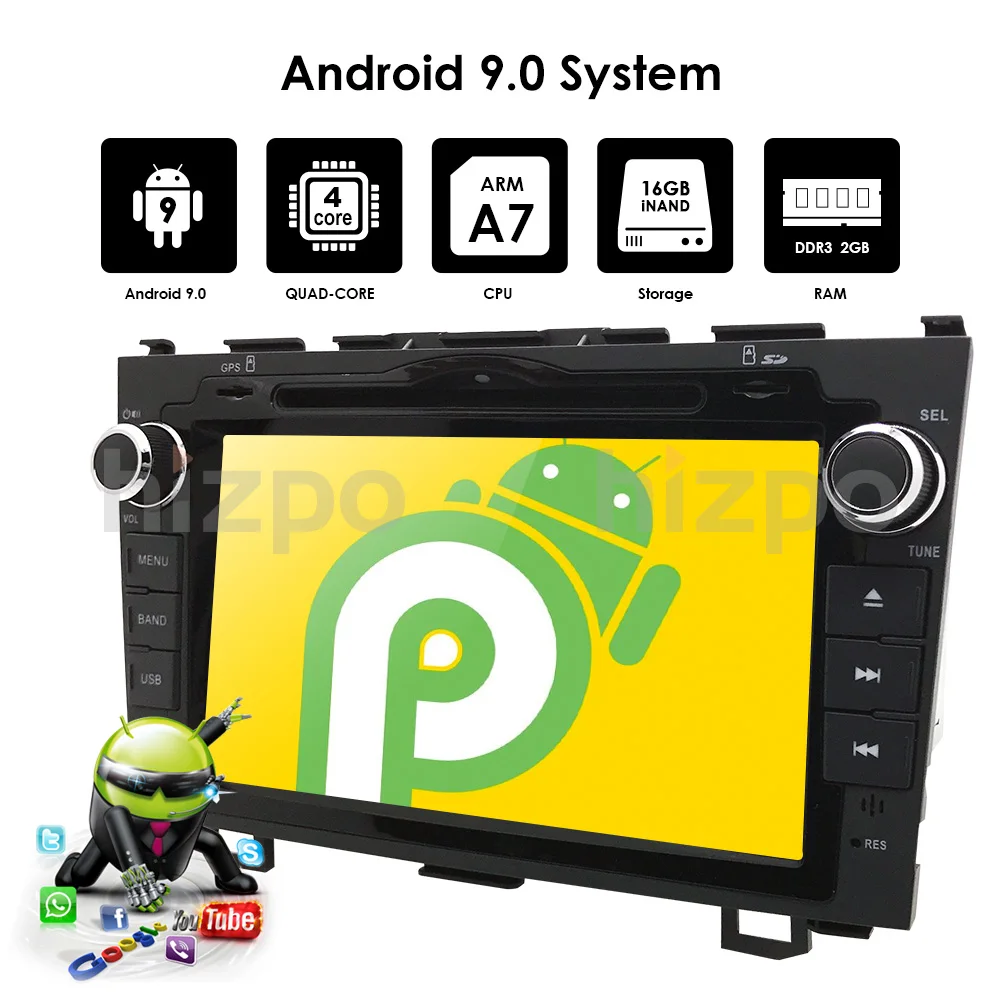 HD четырехъядерный A7 4*1,2 ГГц 1024X600 Android 9,0 автомобильный dvd-плеер для Honda CRV CR-V 2006-2011 4G WiFi gps Навигация стерео видео SD