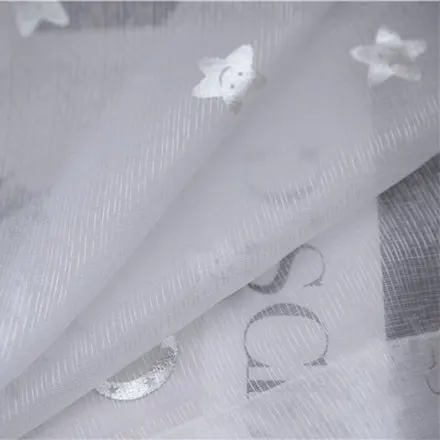 tulle curtain Занавес с принтом звезды и Луны из фольги для детской комнаты, для детей, для мальчиков и девочек, для детской комнаты, с рисунком, для французского окна, Cortina JS44C - Цвет: tulle curtain