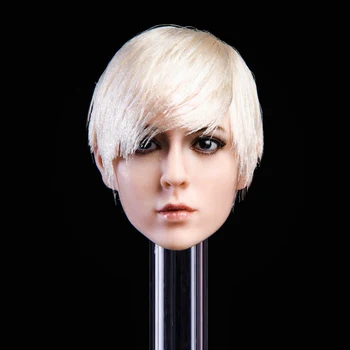 

1/6 European American Female Head Sculpt With Short Hair - White/Black