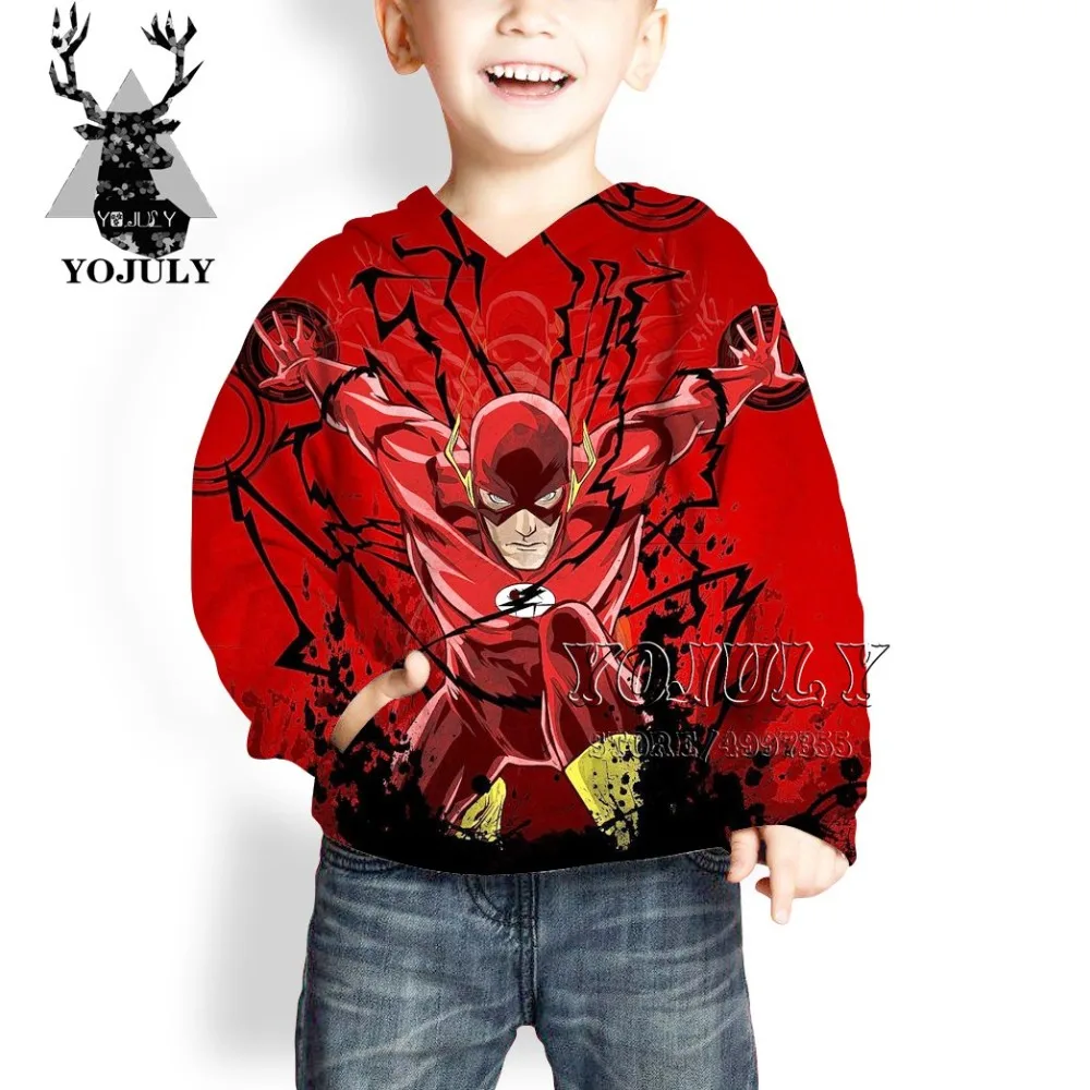 YOJULY The flash harajuku 3D Drucken lightning аниме Уличная пуловер для маленьких мальчиков и девочек подростков hiip hop Детская толстовка C93