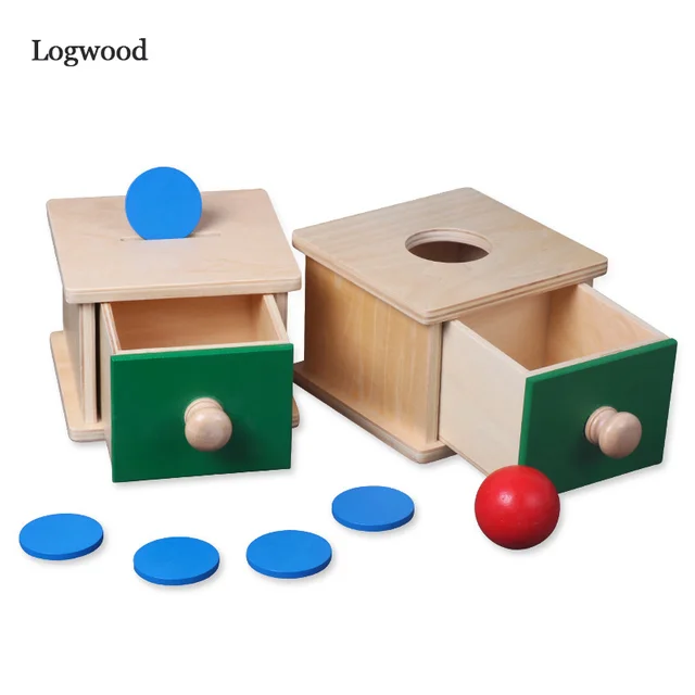  US $15.37  Infant Toddler Montessori Materials Kids Toy Baby Wooden Coin Box Ball Matching Box Learning Educat