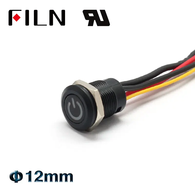 FLIN 12 мм В Гоночная машина лодка iP65 водонепроницаемая пластиковая кнопка