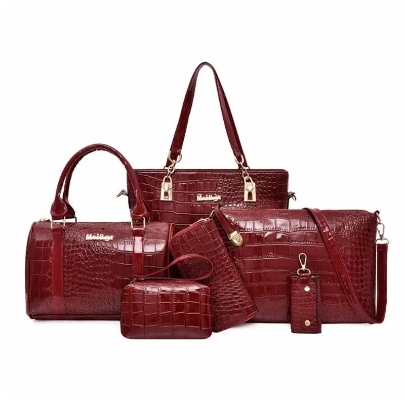 

6pcs/set Alligator Pattern Shoulder Handbags Clutch Leather Women Card Bags