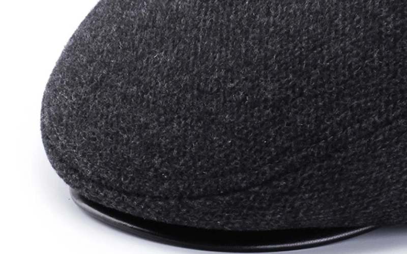 HT2632 берет на осень и зиму, мужская шапка-ушанка, мужская плоская кепка плюща, Толстая теплая шапка с ушками, шерстяная фетровая шляпа для папы, мужские береты