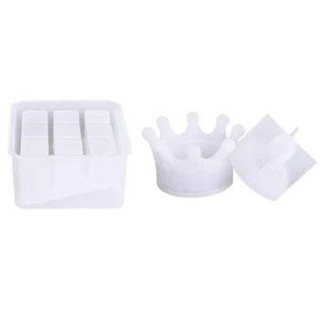 

Box Resin Molds, 2 Pcs Silicone Casting Molds for DIY Trinket Box, Epoxy Resin Molds for Crown and 9-Slot Jewelry Box