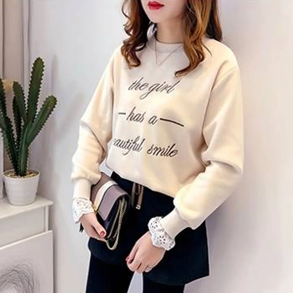 Sagace Seatshirts Женская толстовка с принтом из двух частей пуловер с длинными рукавами пуловер с круглым вырезом модные повседневные весенние Рубашки