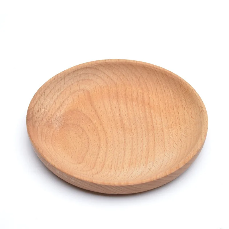 

Eco-friendly Snack Plate Round Wooden Cake Fruits Dish Room Dessert Service Tray Wood Sushi Board Party Tableware