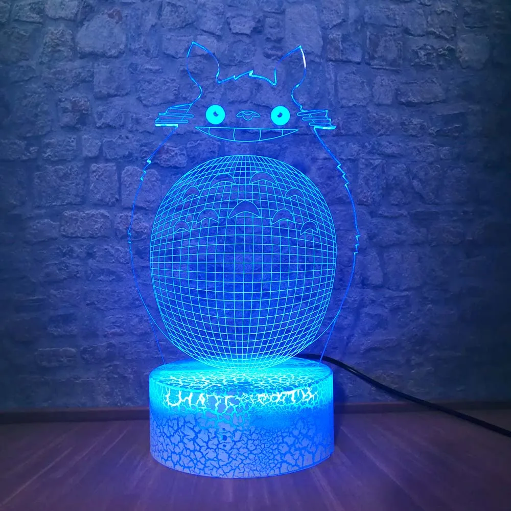 Каваи мультфильм Тоторо лампа перезаряжаемая настольная 3D Led прикроватный