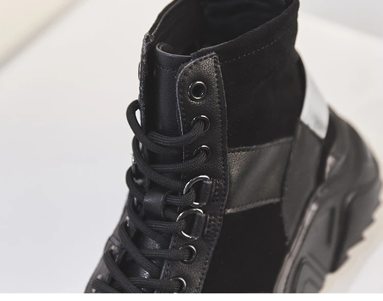 SWYIVY/кожаные черные кроссовки; Chaussure Femme; женская повседневная обувь; коллекция года; сезон весна; Модные женские кроссовки на платформе и высоком каблуке; Новинка
