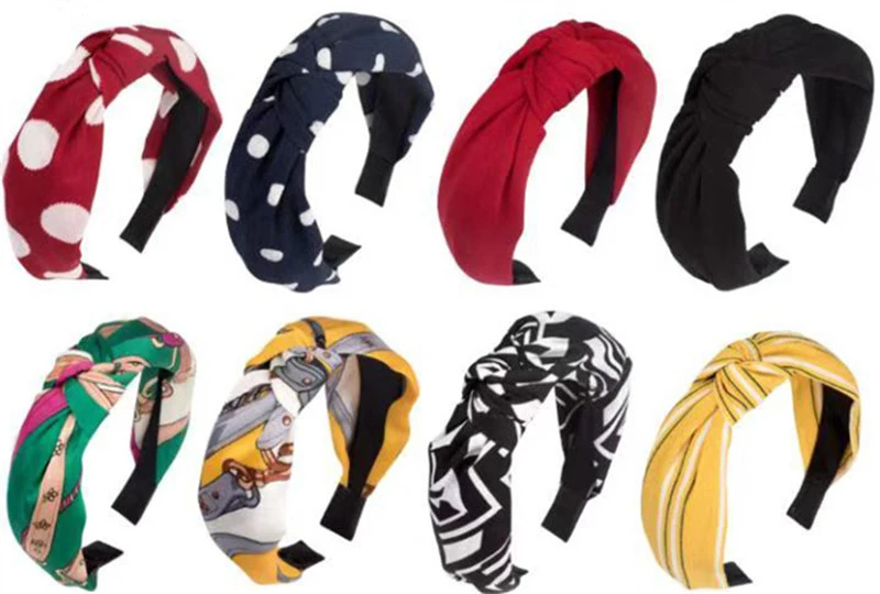 

Free shipping fashion Women printed tie headbands vintage bow hairbands girl's headwear lady's korea style hair accessories