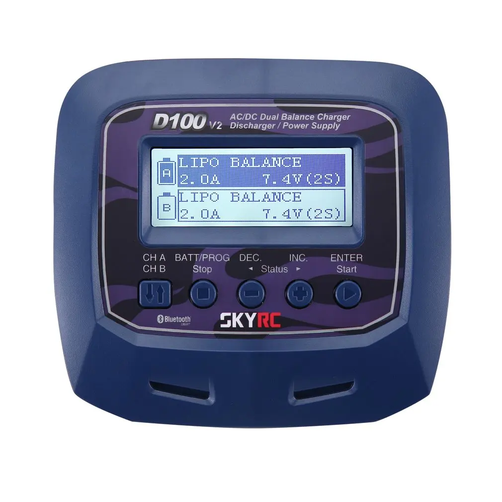 

SKYRC D100 V2 Charger Dual Output Intelligent Balance Charger Discharger English Voice Charge LiFe LiIon LiHV NiMH NiCd LiPo