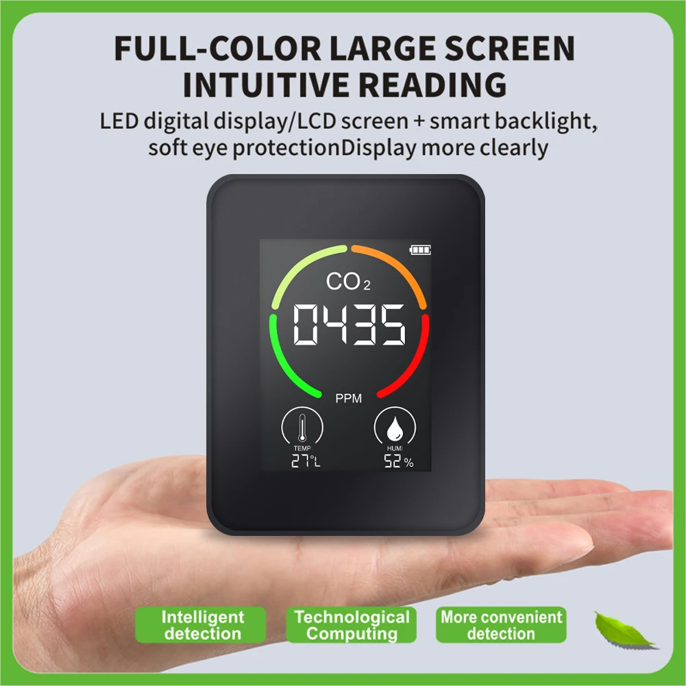 Description Picture 4 of itemUSB Rechargeable CO2 Meter Air Quality Monitor Gas Analyzers Carbon Dioxide Sensor CO2 Detector TVOC Temperature Humidity Tester