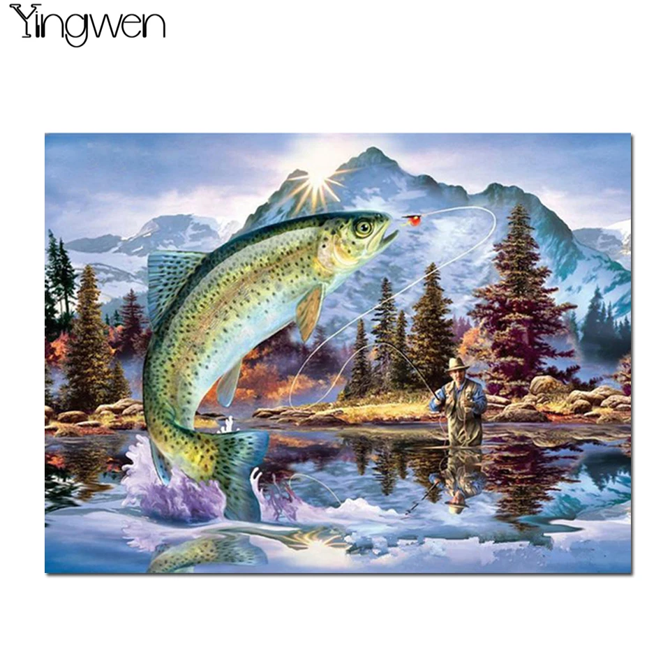 5D DIY Diamond Painting Scenery Fishing Big Fish Full Square/ Round Drill  Rhinestone Mosaic Diamond Embroidery Cross Stitch Tool - AliExpress