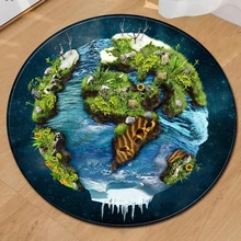 3D רך עגול כוכבי הלכת אדמה פלנל מחצלת רצפת תפאורה שטיח נגד החלקה שטיח מפה(China)