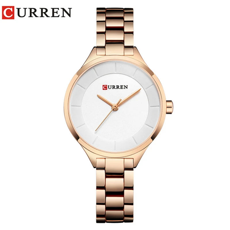 Rose White Женские часы Роскошные Кварцевые часы Женские Бизнес часы CURREN нержавеющая сталь женский браслет часы Reloj Mujer Zegarek Damski - Цвет: Rose White