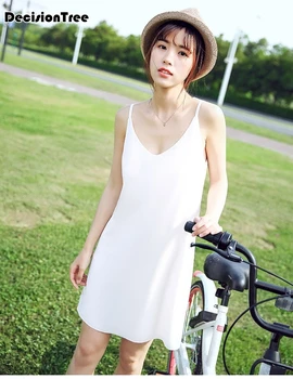 

2020 women's camisoles full slips dress with shoulder straps long under dress solid underskirt inner petticoat height