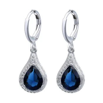 

Fashion Lady Jewelry Classic Blue Stone Earrings for Women Water Drop Shape Drop Earrings Aretes De Mujer Modernos 2020