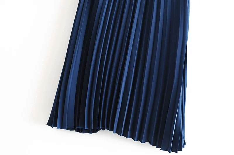 Высокая уличная Зимняя юбка для женщин, английская элегантная сатиновая плиссированная эластичная талия, высокая талия, faldas mujer moda, шикарные макси юбки для женщин